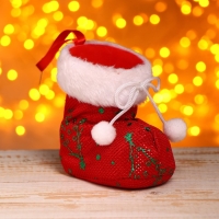 Подарочная упаковка &laquo;Сапожок&raquo;, бантик с помпонами и белой опушкой