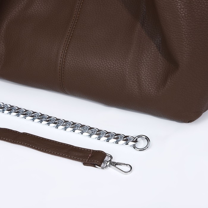 Сумка-мешок на молнии, наружный карман, цвет коричневый Сумка-мешок на молнии, наружный карман, цвет коричневый