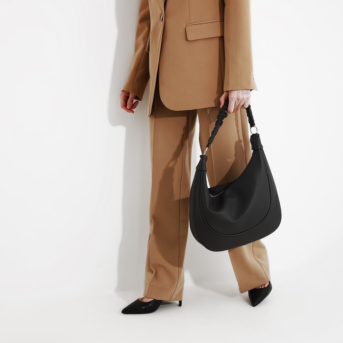 Сумка-мешок на молнии, наружный карман, длинный ремень, цвет тёмно-серый Сумка-мешок на молнии, наружный карман, длинный ремень, цвет тёмно-серый