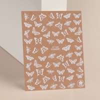 Наклейки для ногтей &laquo;Бабочки&raquo;, флуоресцентные, цвет белый