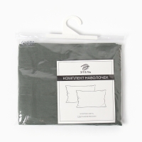 Комплект наволочек "Этель", 50х70 см - 2 шт, темно-серый, 100% хлопок, поплин