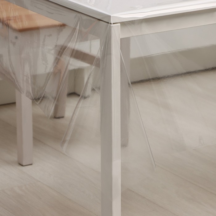 Клеёнка на стол ПВХ Доляна &laquo;Жидкое стекло&raquo;, ширина 137 см, толщина 0,25 мм, рулон 50 м, прозрачная