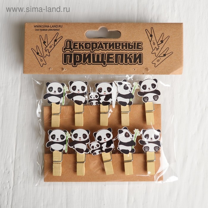 Набор декоративных прищепок &laquo;Панды&raquo; набор 10 шт.