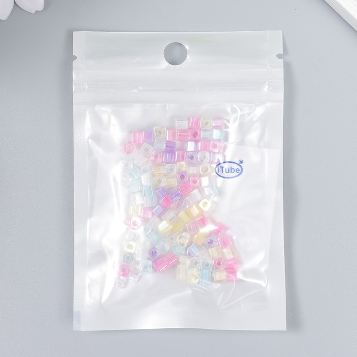 Бисер стекло 6/0 "Кубик. Полупрозрачный. Радужный зефир" 10 гр