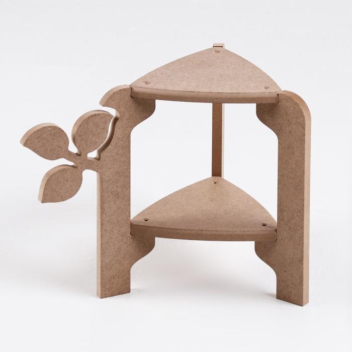 Стойка-полка для цветов двухъярусная Стойка-полка для цветов двухъярусная "Флора" 21х27х25 см, неокрашенная (для декорирования)