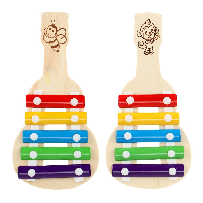 Металлофон «Гитара» 21×10,5 × 1,5 см, 2 палочки, МИКС Металлофон «Гитара» 21×10,5 × 1,5 см, 2 палочки, МИКС