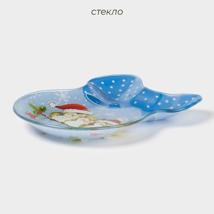 Блюдо сервировочное стеклянное Доляна &laquo;Бант. Совиное тепло&raquo;, 19&times;14 см