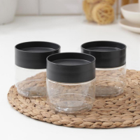 Комплект ёмкостей для сыпучих продуктов, 3 предмета, 500 мл, прозрачныый, крышка черная Комплект ёмкостей для сыпучих продуктов, 3 предмета, 500 мл, прозрачныый, крышка черная