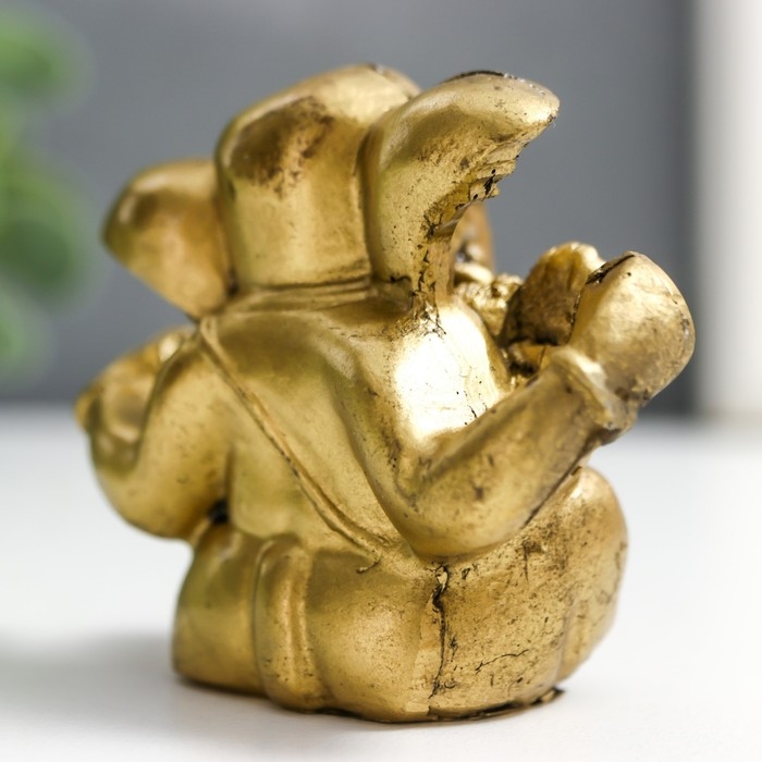 Нэцке полистоун под бронзу "Ганеша" (бог мудрости, символ удачи в бизнесе) 4,8х3х6 см