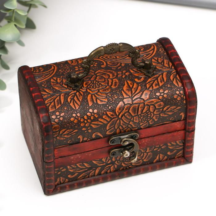 Шкатулка дерево сундучок с ручкой Шкатулка дерево сундучок с ручкой "Пышная роза" 9,4х13,8х9,7 см