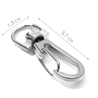 Карабин металлический, 37 &times; 13 мм / 10 &times; 2 мм, 10 шт, цвет серебряный