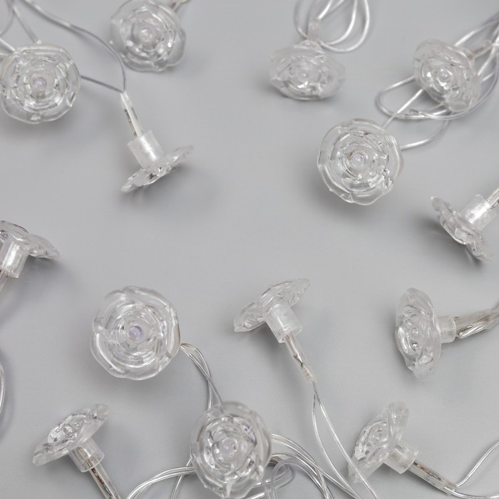 Гирлянда «Нить» 5 м с насадками «Цветочки», IP20, прозрачная нить, 20 LED, свечение мульти (RG/RB), мигание, 220 В Гирлянда «Нить» 5 м с насадками «Цветочки», IP20, прозрачная нить, 20 LED, свечение мульти (RG/RB), мигание, 220 В