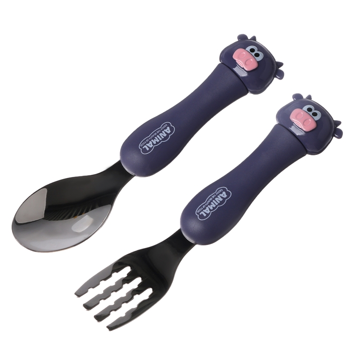 Набор детских столовых приборов в футляре &laquo;Коровки&raquo;, вилка, ложка