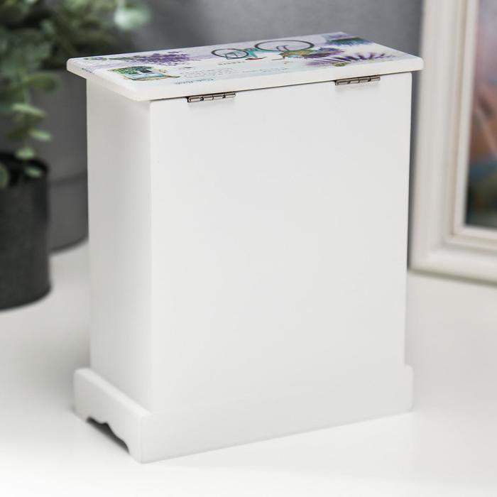 Шкатулка дерево комод 3 ящика+дверка Шкатулка дерево комод 3 ящика+дверка "Лавандовое поле" 18,8х16,1х8,2 см