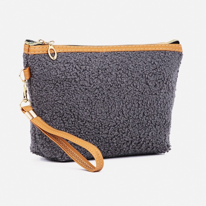 Косметичка на молнии, цвет серый