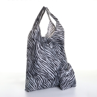 Сумка хозяйственная на кнопке, складная, цвет чёрный/белый Сумка хозяйственная на кнопке, складная, цвет чёрный/белый