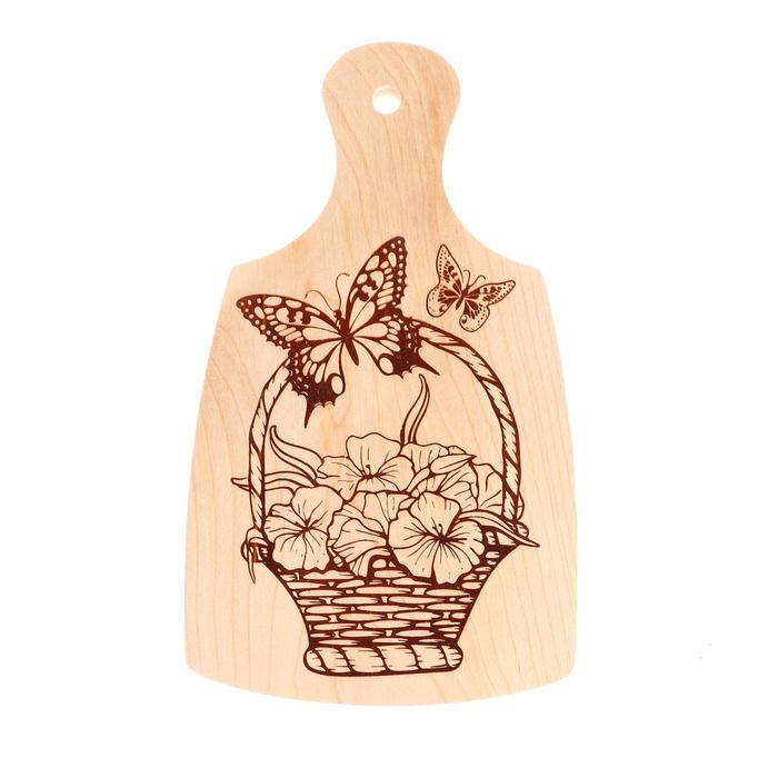 Разделочная доска для выжигания «Корзина цветов» 13×23 см Разделочная доска для выжигания «Корзина цветов» 13×23 см