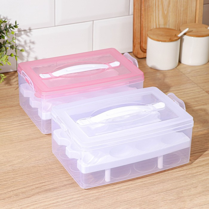 Контейнер для хранения яиц, 24 ячейки, двухуровневый, цвет МИКС Контейнер для хранения яиц, 24 ячейки, двухуровневый, цвет МИКС