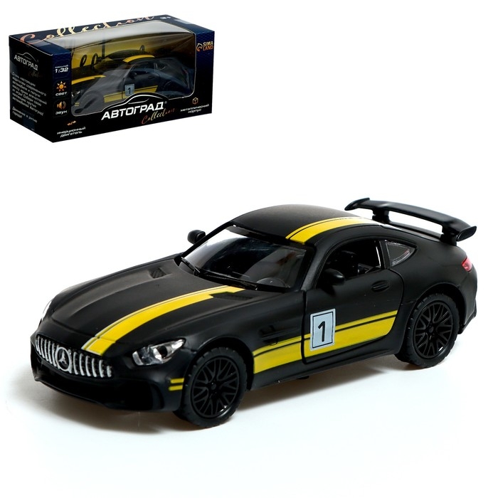 Машина металлическая RACE, 1:32, инерция, свет и звук, цвет чёрный Машина металлическая RACE, 1:32, инерция, свет и звук, цвет чёрный