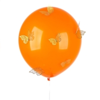 Шар латексный 18" &laquo;Жёлтые бабочки&raquo;, оранжевый, пастель, с наклейками