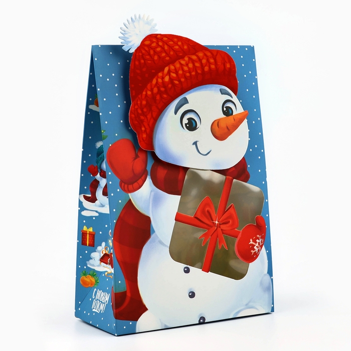 Коробка подарочная новогодняя складная &laquo;Снеговик&raquo;, 15 х 7 х 22 см, Новый год