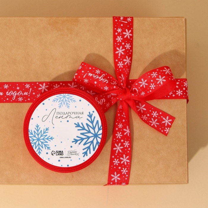 Лента декоративная репсовая «С Новым годом!», красная, 2 см × 5 м Лента декоративная репсовая «С Новым годом!», красная, 2 см × 5 м