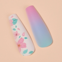 Накладные ногти &laquo;Цветочки&raquo;, 12 шт, с клеевыми пластинами, форма балерина, разноцветные