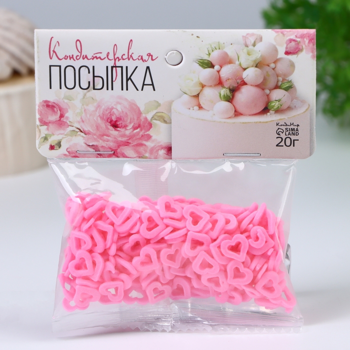 Кондитерская посыпка "Сердце" розовая, 20 г