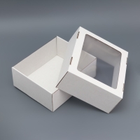 Коробка сборная, крышка-дно "белая" с окном 25х21х10 см