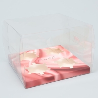 Коробка для капкейка, кондитерская упаковка, 4 ячейки &laquo;Шёлковая нуга&raquo;, золото, 16 х 16 х 11.5 см