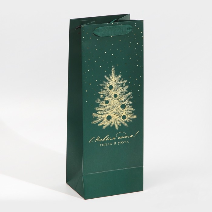 Пакет под бутылку &laquo;Тепла и уюта&raquo;, 13 х 36 х 10 см, Новый год