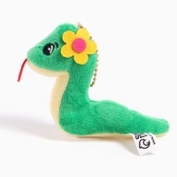 Новый год! Мягкая игрушка &laquo;Змея&raquo;, с цветком, на подвесе, 8 см, цвет МИКС