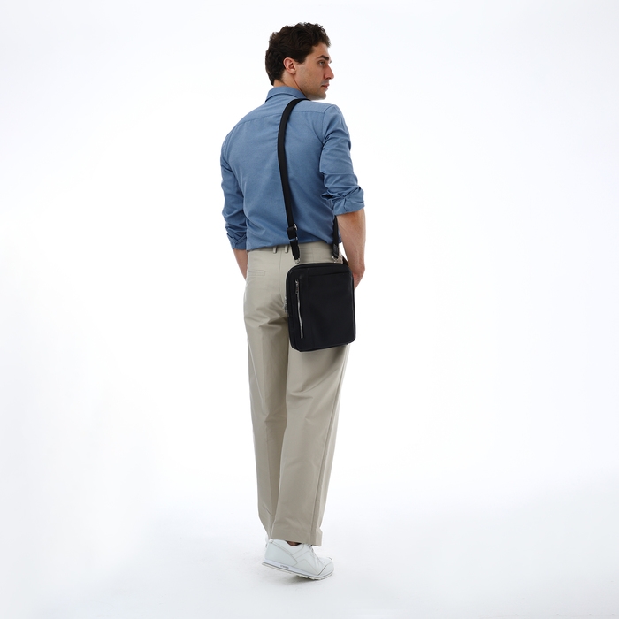 Сумка мужская через плечо TEXTURA, искусственная кожа, цвет чёрный