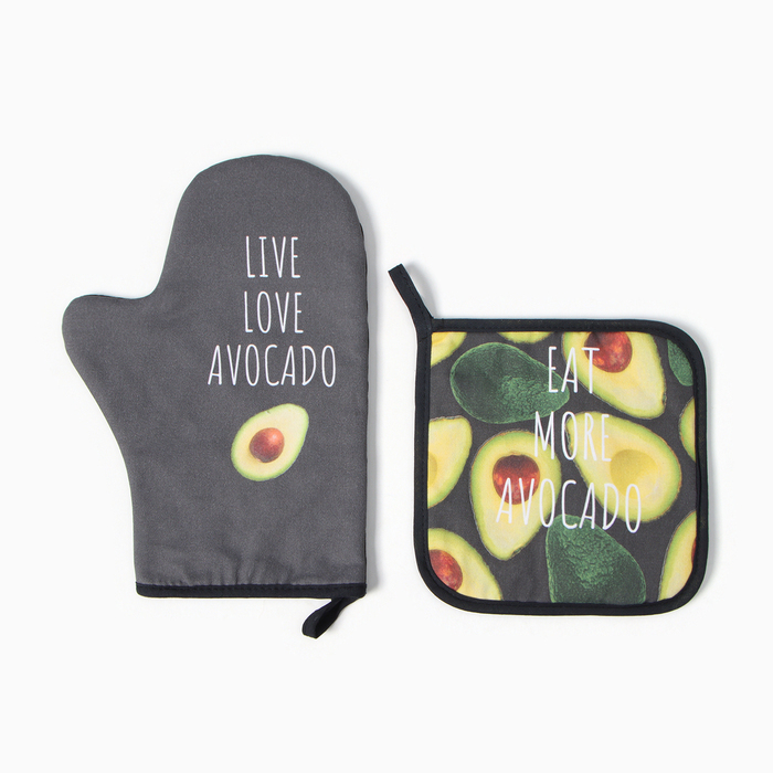 Набор кухонный «Avocado» варежка-прихватка 20х28см, прихватка 19х19см,100% хл Набор кухонный «Avocado» варежка-прихватка 20х28см, прихватка 19х19см,100% хл