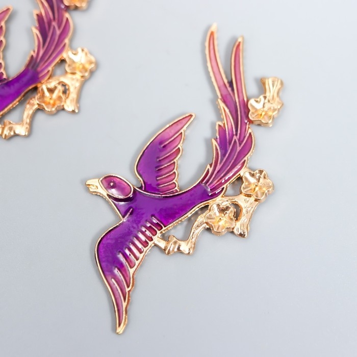 Декор для творчества металл Декор для творчества металл "Птица-феникс" эмаль, золото 2,9х5,6 см