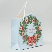 Пакет подарочный новогодний &laquo;Венок&raquo;, 25 х 26 х 10 см, Новый год