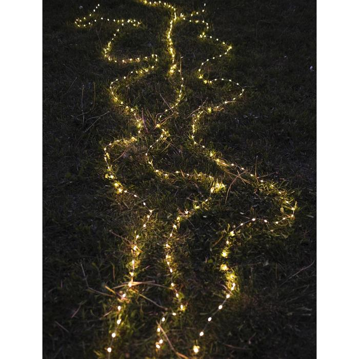 Гирлянда &laquo;Нить&raquo; 20 м роса, IP20, серебристая нить, 200 LED, свечение тёплое белое, 12 В