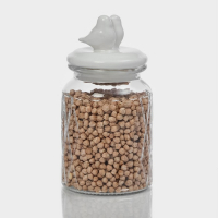 Банка стеклянная для хранения сыпучих продуктов Доляна &laquo;Голубки&raquo;, 800 мл, 11&times;20 см, с керамической крышкой