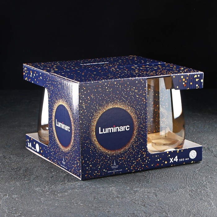 Набор высоких стеклянных стаканов &laquo;Золотой мёд&raquo;, 350 мл, 4 шт