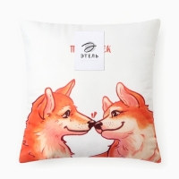 Подушка Этель "Влюбенная парочка", 40*40 см, 100% п/э, велюр Подушка Этель "Влюбенная парочка", 40*40 см, 100% п/э, велюр