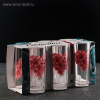 Набор стеклянных стаканов &laquo;Цветочное сердце&raquo;, 230 мл, 6 шт, рисунок МИКС