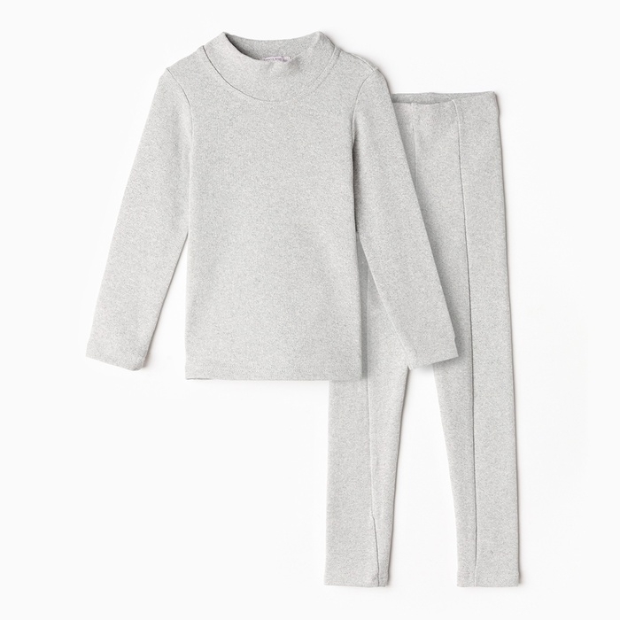 Термобелье для девочки (лонгслив, легинсы) цвет серый меланж, рост 104