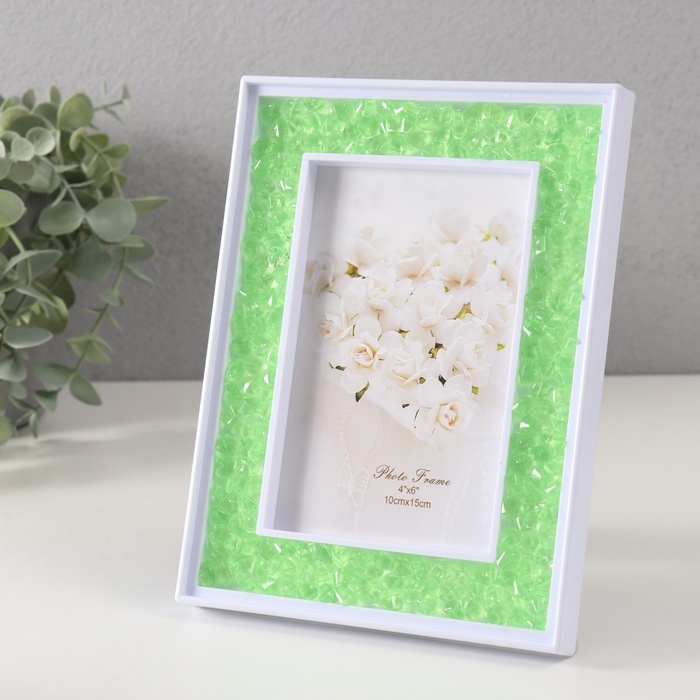 Фоторамка пластик 10х15 см Фоторамка пластик 10х15 см "Зелёные камешки" 2х14,7х19,7 см