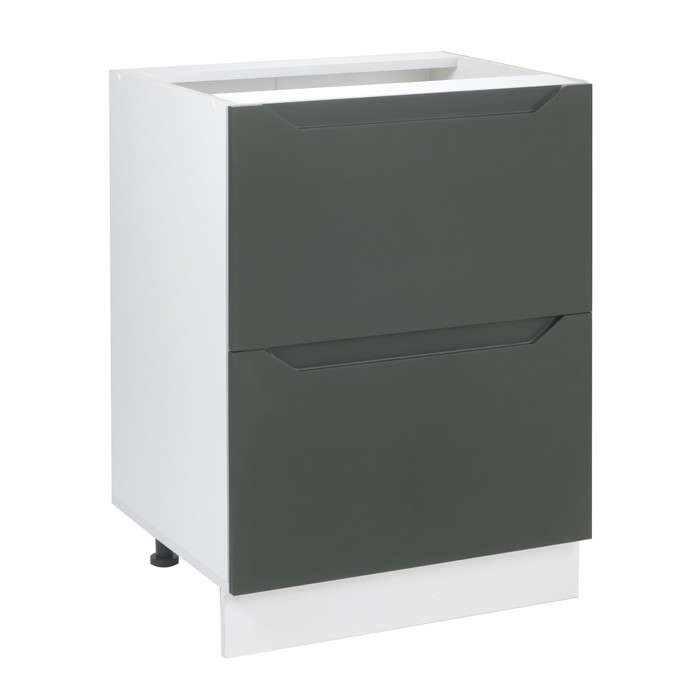 Шкаф напольный 600 2 ящика Хельга, 600х500х824, Белый/Олива софт МДФ Шкаф напольный 600 2 ящика Хельга, 600х500х824, Белый/Олива софт МДФ