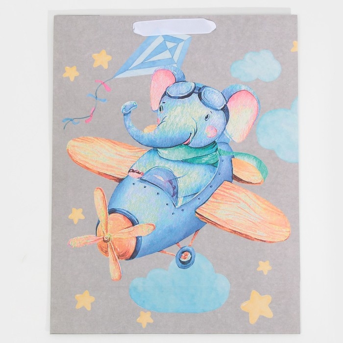 Пакет подарочный крафтовый вертикальный, упаковка, &laquo;Малышам&raquo;, L 31 х 40 х 11,5 см