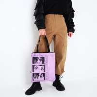 Шопер &laquo;Девушка&raquo;, без молнии, без подкладки, цвет сиреневый