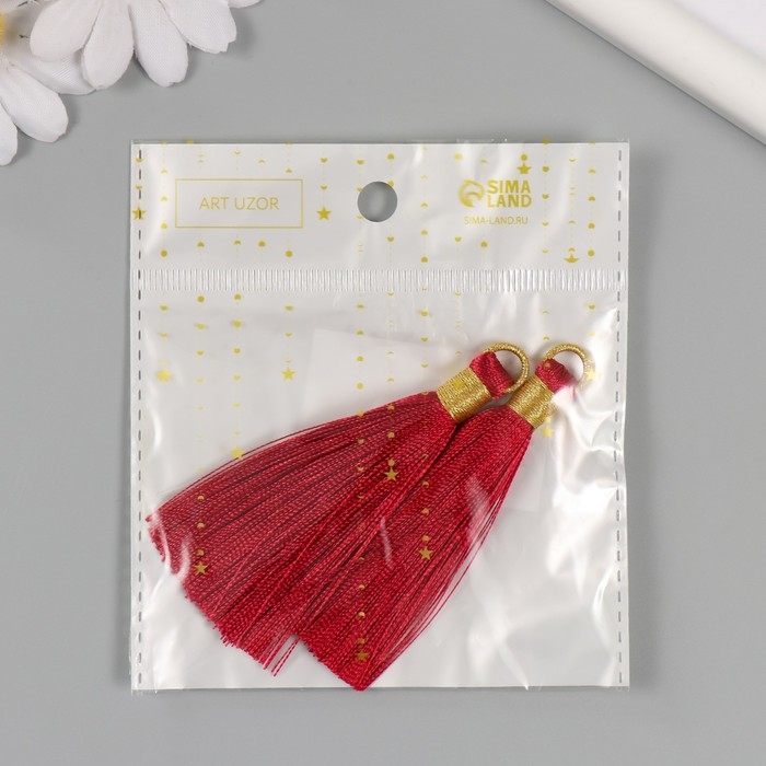 Декор для творчества текстиль "Кисть. Оливия" бордо набор 2 шт 8х1,2 см