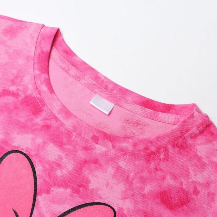 Футболка для девочки "Minnie", Минни Маус, &laquo;Тай-дай&raquo;, рост 122-128 см, цвет розовый