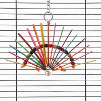 Игрушка для птиц "Веер" с колокольчиком, разноцветная, 20 х 20 см