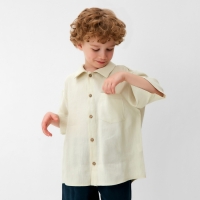 Рубашка для мальчика KAFTAN Linen, р. 30 (98-104), молочный Рубашка для мальчика KAFTAN Linen, р. 30 (98-104), молочный